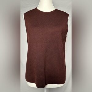 COS 100% Wool Brown High Neck Sleeveless Careerwear Staple Top Size M